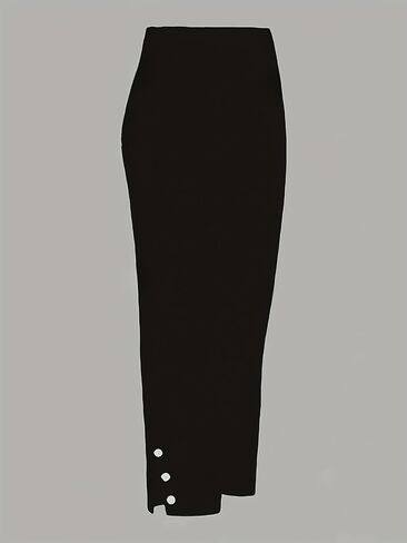 Women's Capri Leggings, High Waist Stretchy Cropped Pants with Button Detail, Casual Slim Fit Trousers for Daily Wear in Saudi Arabia