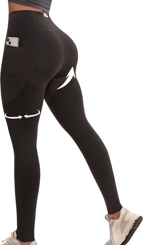 Tummy Control Leggings with Pockets Compression Butt Lifter High Waist Pants (US, Alpha, Large, Regular, Black) in Saudi Arabia