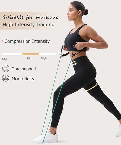 Tummy Control Leggings with Pockets Compression Butt Lifter High Waist Pants (US, Alpha, Large, Regular, Black) in Saudi Arabia