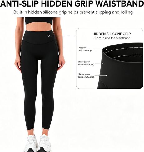 High Waisted Leggings for Women Tummy Control, Yoga Pants with Pockets, No-Roll Workout Leggings, Opaque Coverage in Saudi Arabia