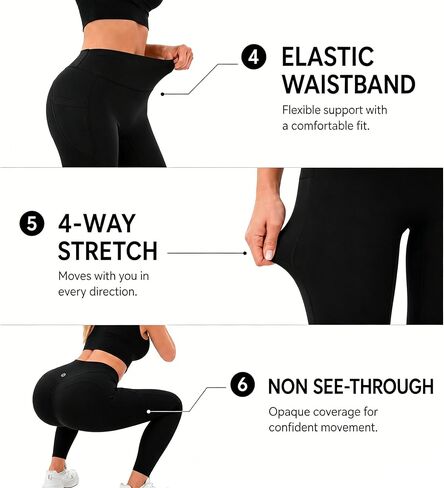 High Waisted Leggings for Women Tummy Control, Yoga Pants with Pockets, No-Roll Workout Leggings, Opaque Coverage in Saudi Arabia