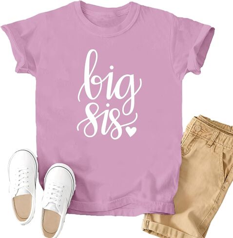 Big Sister Shirts for Baby Girl Big Sister Announcement Toddler T-Shirt Big Sis Tee Tops in Saudi Arabia