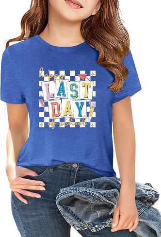 Last Day of School Shirts for Kids Boys Girls Happy Last Day of School Tshirt School Graduation End of Years Tops 5-14Y in Kuwait
