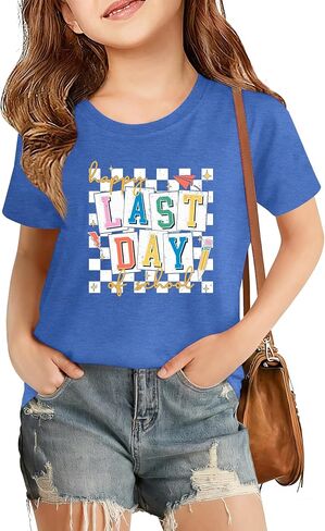 Last Day of School Shirts for Kids Boys Girls Happy Last Day of School Tshirt School Graduation End of Years Tops 5-14Y in Kuwait