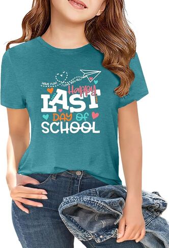 Last Day of School Shirts for Kids Boys Girls Happy Last Day of School Tshirt School Graduation End of Years Tops 5-14Y in Kuwait