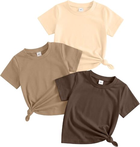 PureChapter 3 Pack Girls Basic T Shirts Short Sleeve Tees Summer Tops Basic Clothes for Teen Girls Tween Size 8-12 in Saudi Arabia