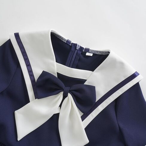 Girls Vintage Sailor Collar Swing Dress 1950s Audrey Hepburn Style Nautical Theme Retro Rockabilly Dress for Birthday Party in Kuwait