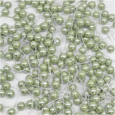 Queenbox 0.47in 50PCS Metallic Effect Artificial Round Berry Stems, Christmas Fake Cherry Fruit Berries Picks for Xmas Tree Wreath Garland Ornament, Green in Kuwait