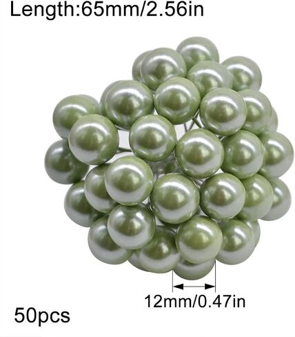 Queenbox 0.47in 50PCS Metallic Effect Artificial Round Berry Stems, Christmas Fake Cherry Fruit Berries Picks for Xmas Tree Wreath Garland Ornament, Green in Kuwait