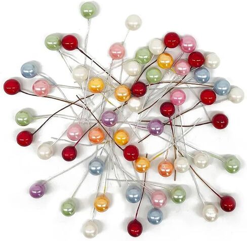 Queenbox 0.47in 50PCS Metallic Effect Artificial Round Berry Stems, Christmas Fake Cherry Fruit Berries Picks for Xmas Tree Wreath Garland Ornament, Green in Kuwait