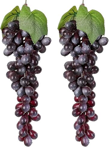 2bunches Purple Large Bunch Artificial Grape Lifelike Artificial Grapes Decor Hanging Rubber Grape Bundles Rubber Grapes in for Kitchen Photography Decoration(85Grains 12 inches) in Saudi Arabia