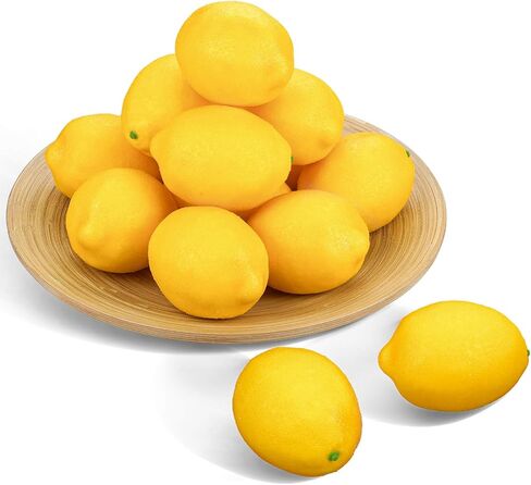 12 Pcs Fake Lemons Decoration Faux Yellow Lemons Artificial Fruits Lemon Decor Kitchen 3.54 x 2.75 Inch Lemon for Summer Party Decorations, Table Decor, Photo Props in Saudi Arabia