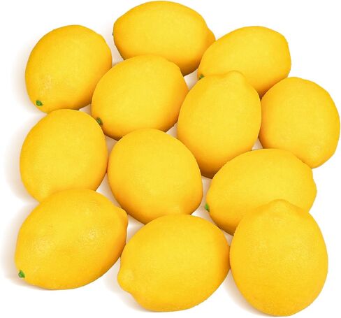 12 Pcs Fake Lemons Decoration Faux Yellow Lemons Artificial Fruits Lemon Decor Kitchen 3.54 x 2.75 Inch Lemon for Summer Party Decorations, Table Decor, Photo Props in Saudi Arabia