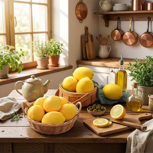 12 Pcs Fake Lemons Decoration Faux Yellow Lemons Artificial Fruits Lemon Decor Kitchen 3.54 x 2.75 Inch Lemon for Summer Party Decorations, Table Decor, Photo Props in Saudi Arabia