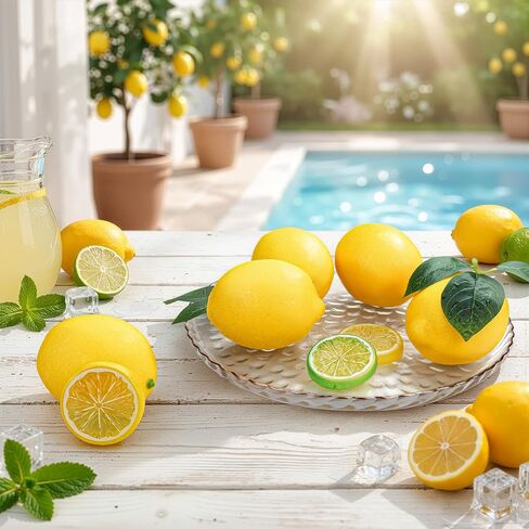 12 Pcs Fake Lemons Decoration Faux Yellow Lemons Artificial Fruits Lemon Decor Kitchen 3.54 x 2.75 Inch Lemon for Summer Party Decorations, Table Decor, Photo Props in Saudi Arabia