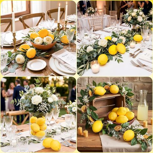 12 Pcs Fake Lemons Decoration Faux Yellow Lemons Artificial Fruits Lemon Decor Kitchen 3.54 x 2.75 Inch Lemon for Summer Party Decorations, Table Decor, Photo Props in Saudi Arabia