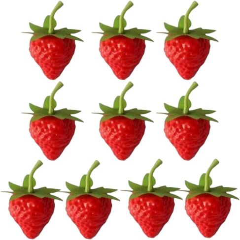 10Pcs Red Lifelike Fake Strawberry, Plastic Simulation Strawberry, Artificial Fruits Decoration Photography Prop for Home Kitchen Decoration in Saudi Arabia