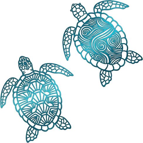 Jiaazerd Sea Turtle Metal Wall Decor,2 PCS Turtle Wall Art for BeachTheme Art Decorations 12in in Saudi Arabia