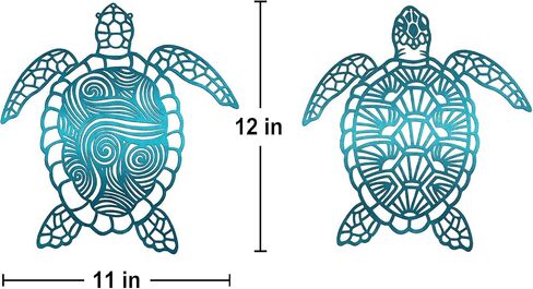 Jiaazerd Sea Turtle Metal Wall Decor,2 PCS Turtle Wall Art for BeachTheme Art Decorations 12in in Saudi Arabia