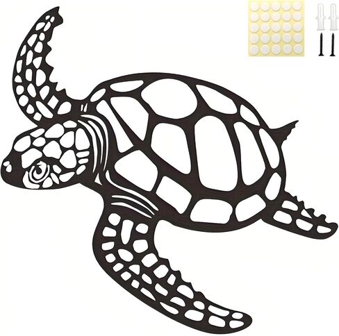 Goodangie00 15.7" Metal Sea Turtle Silhouette Wall Art, Ocean Theme Decor Nautical Hanging Decoration for Living Room, Hallway, Porch, Pool, Bathroom Outdoor Indoor Decor in Saudi Arabia