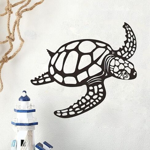 Goodangie00 15.7" Metal Sea Turtle Silhouette Wall Art, Ocean Theme Decor Nautical Hanging Decoration for Living Room, Hallway, Porch, Pool, Bathroom Outdoor Indoor Decor in Saudi Arabia