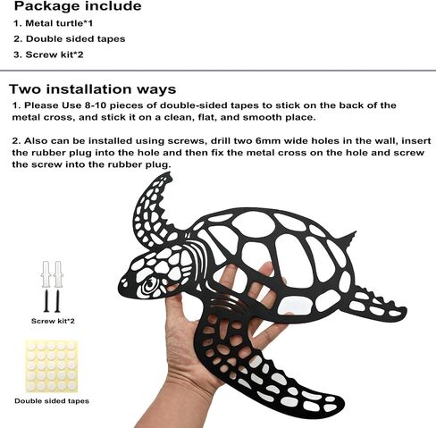 Goodangie00 15.7" Metal Sea Turtle Silhouette Wall Art, Ocean Theme Decor Nautical Hanging Decoration for Living Room, Hallway, Porch, Pool, Bathroom Outdoor Indoor Decor in Saudi Arabia