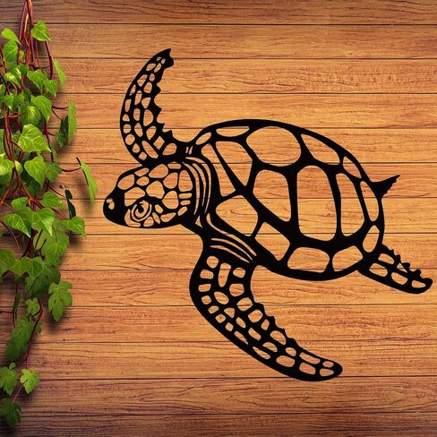 Goodangie00 15.7" Metal Sea Turtle Silhouette Wall Art, Ocean Theme Decor Nautical Hanging Decoration for Living Room, Hallway, Porch, Pool, Bathroom Outdoor Indoor Decor in Saudi Arabia