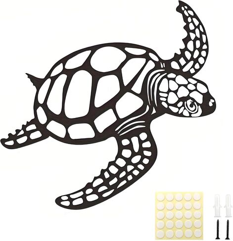 Goodangie00 15.7" Metal Sea Turtle Silhouette Wall Art, Ocean Theme Decor Nautical Hanging Decoration for Living Room, Hallway, Porch, Pool, Bathroom Outdoor Indoor Decor in Saudi Arabia