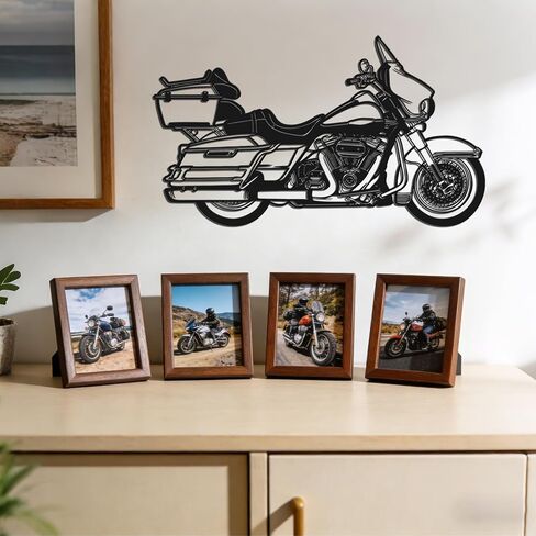 JEWLOVE Matte Black Classic Touring Motorcycle Metal Wall Art, 14.1" × 8.1" Cruiser Bike Decor for Garage, Man Cave & Motorcycle Enthusiasts in Kuwait