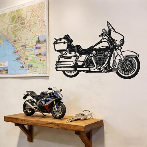 JEWLOVE Matte Black Classic Touring Motorcycle Metal Wall Art, 14.1" × 8.1" Cruiser Bike Decor for Garage, Man Cave & Motorcycle Enthusiasts in Kuwait