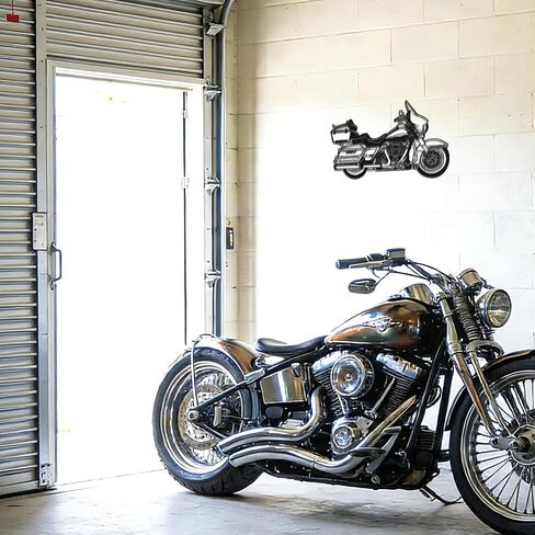 JEWLOVE Matte Black Classic Touring Motorcycle Metal Wall Art, 14.1" × 8.1" Cruiser Bike Decor for Garage, Man Cave & Motorcycle Enthusiasts in Kuwait