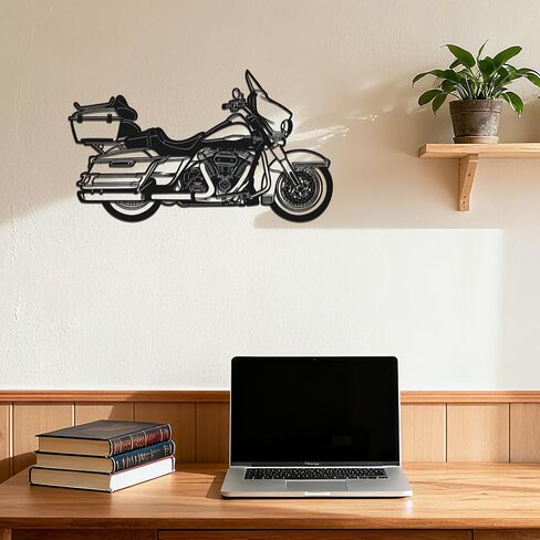 JEWLOVE Matte Black Classic Touring Motorcycle Metal Wall Art, 14.1" × 8.1" Cruiser Bike Decor for Garage, Man Cave & Motorcycle Enthusiasts in Kuwait