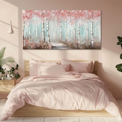 Botanical Wall Art for Girls Room Pink Tree Wall Decor Plant Pictures Wall Art Bedroom Decor for Women Graffiti Wall Paintings Living Room Home Decoration 20"x 40" in Saudi Arabia