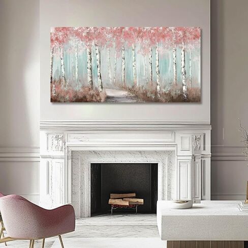 Botanical Wall Art for Girls Room Pink Tree Wall Decor Plant Pictures Wall Art Bedroom Decor for Women Graffiti Wall Paintings Living Room Home Decoration 20"x 40" in Saudi Arabia