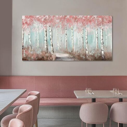 Botanical Wall Art for Girls Room Pink Tree Wall Decor Plant Pictures Wall Art Bedroom Decor for Women Graffiti Wall Paintings Living Room Home Decoration 20"x 40" in Saudi Arabia