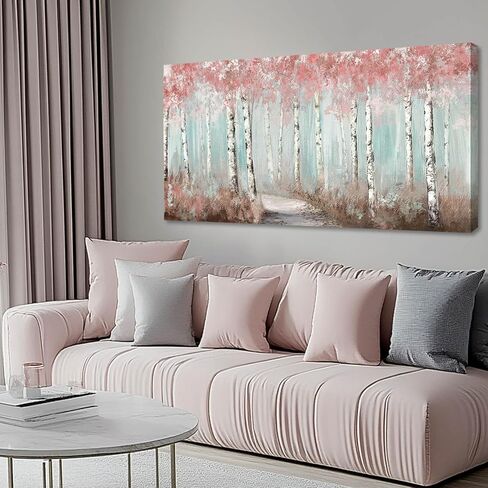 Botanical Wall Art for Girls Room Pink Tree Wall Decor Plant Pictures Wall Art Bedroom Decor for Women Graffiti Wall Paintings Living Room Home Decoration 20"x 40" in Saudi Arabia