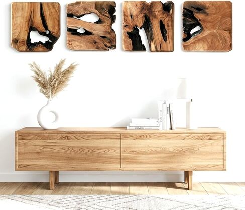 BOTALEGRE 4-Piece Cedar Wood Wall Art Set, Rustic Abstract Wall Decor for Home in Saudi Arabia