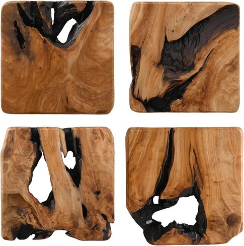 BOTALEGRE 4-Piece Cedar Wood Wall Art Set, Rustic Abstract Wall Decor for Home in Saudi Arabia