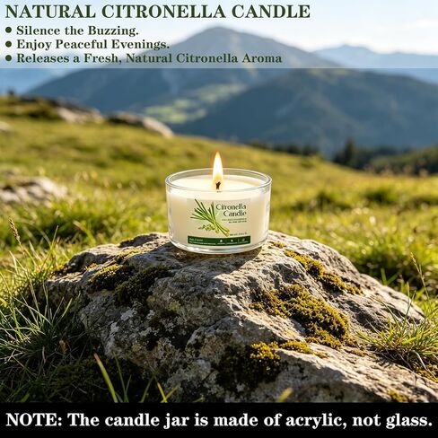 Citronella Candles Outdoor, 16 Pack 1.5oz, Long Burning Portable Travel Size Soy Wax Candles with Natural Citronella Oil, Small Acrylic Jar Candle Set for Patio, Backyard, Camping, Indoor Outside in Saudi Arabia