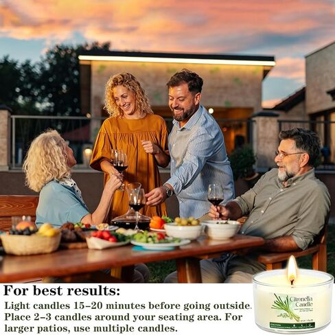 Citronella Candles Outdoor, 16 Pack 1.5oz, Long Burning Portable Travel Size Soy Wax Candles with Natural Citronella Oil, Small Acrylic Jar Candle Set for Patio, Backyard, Camping, Indoor Outside in Saudi Arabia