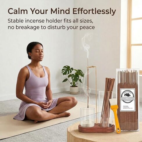 Incense Holder with 40 Pcs Palo Santo Incense Sticks - Incense Burner Holder with Glass Ash Catcher Relaxation, Purification, Meditation, Yoga Gift in Saudi Arabia