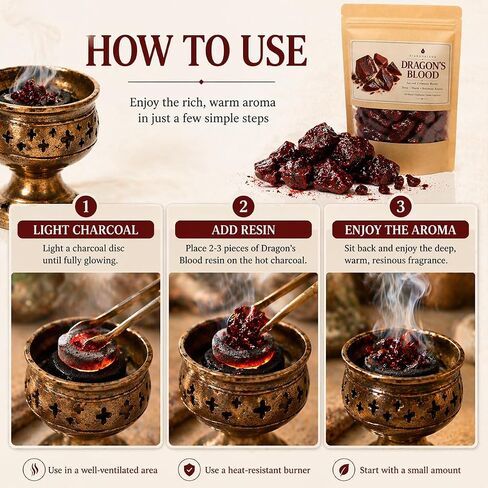 Dragon’s Blood Resin, Premium Natural Resin Incense for Meditation, Aromatherapy, Spiritual Rituals & Home Fragrance, Rich Crimson Resin (30g / 120g) (Dragon's Blood 30g) in Kuwait