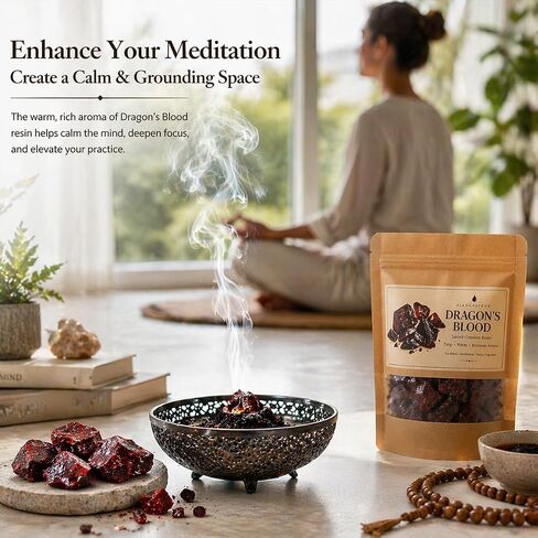 Dragon’s Blood Resin, Premium Natural Resin Incense for Meditation, Aromatherapy, Spiritual Rituals & Home Fragrance, Rich Crimson Resin (30g / 120g) (Dragon's Blood 30g) in Kuwait