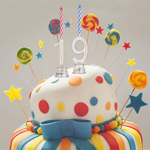 Boao 50 Pcs Birthday Number Candle Set Includes 10 Pcs Multicolor LED Flashing Number Candles with Transparent Shell and 40 Pcs Wax Candles(Colored Candle Style) in Kuwait