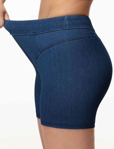THE GYM PEOPLE Women's Scrunch Booty Lifting Jean Shorts Stretchy Pull On Skiny Denim Shorts in Kuwait