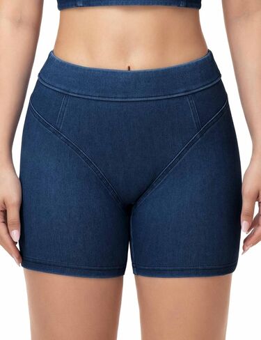 THE GYM PEOPLE Women's Scrunch Booty Lifting Jean Shorts Stretchy Pull On Skiny Denim Shorts in Kuwait
