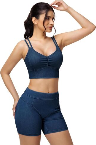 THE GYM PEOPLE Women's Scrunch Booty Lifting Jean Shorts Stretchy Pull On Skiny Denim Shorts in Kuwait