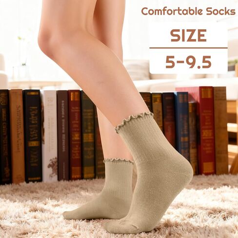 Ruffle Socks for Women, 15 Pairs Frilly Crew Dress Socks with Lettuce Trim, Cute Breathable Ankle Sock for Mary Janes, Ballet Flats, Sneakers, Boots in Kuwait