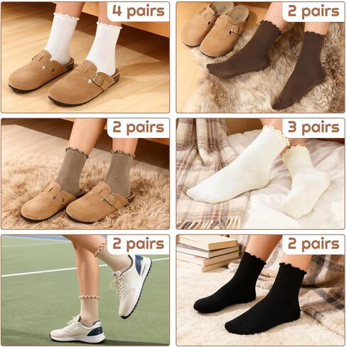 Ruffle Socks for Women, 15 Pairs Frilly Crew Dress Socks with Lettuce Trim, Cute Breathable Ankle Sock for Mary Janes, Ballet Flats, Sneakers, Boots in Kuwait