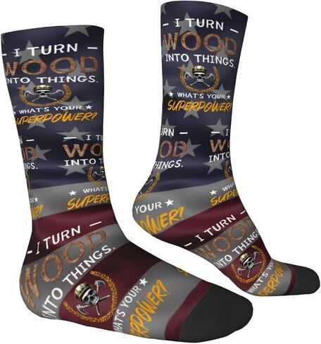 I Turn Wood Into Things Carpenter Woodworking Adult Polyester Crew Socks Breathable Moisture-Wicking Athletic Running in Kuwait